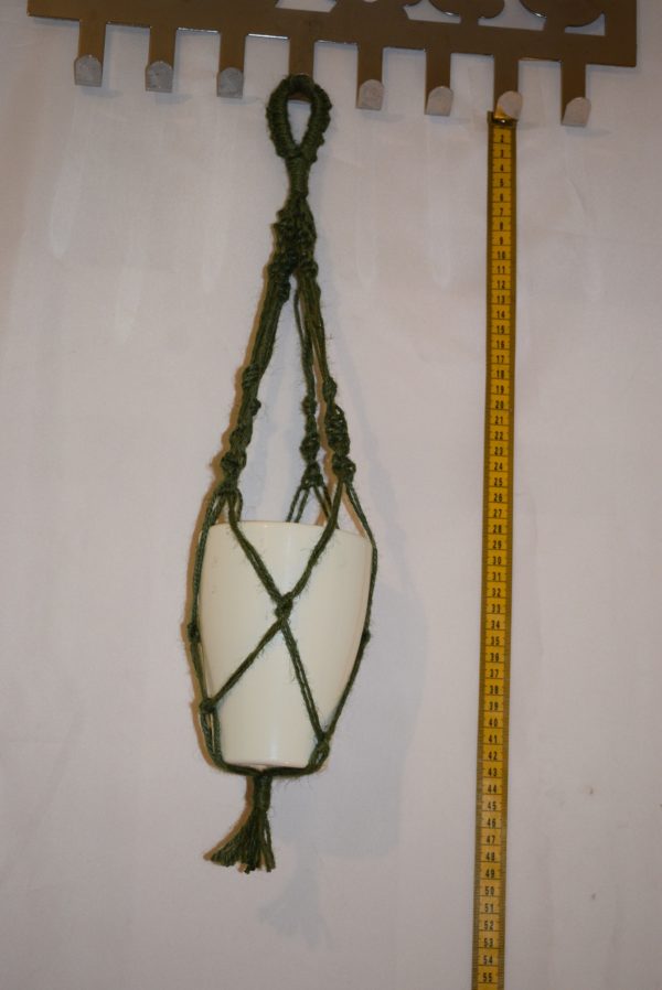 Macrame Plant Pot Hanger in Garden Green Twine