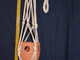 Macrame Plant Pot Hanger Long with coloured beads