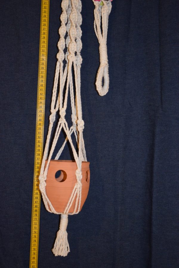 Macrame Plant Pot Hanger Long with coloured beads