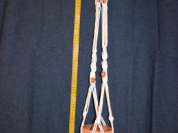 Macrame Plant Pot Hanger - Pure-White Cotton w/ Beads.