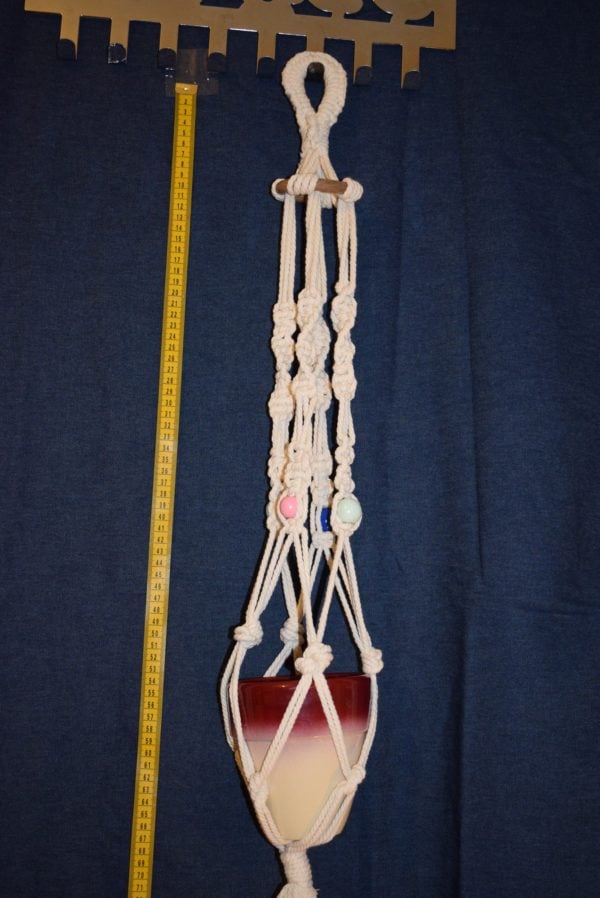 Handmade-Macrame Plant Pot Hanger Wooden section