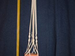 Macrame Plant Pot Hanger Cream White Slim Quad Layout