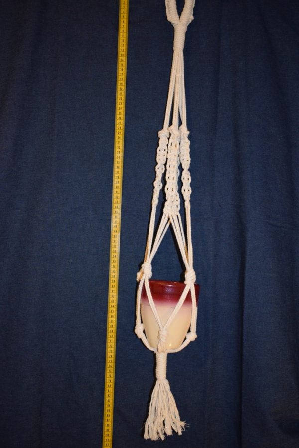Macramy Plant Pot Hanger White tassle