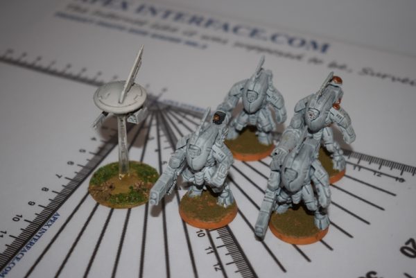 XV25 Stealth Battlesuits x4, Marker Drone x1, Tau Empire, 40K