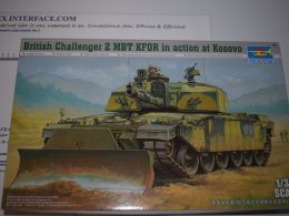 Trumpeter - British Challenger 2 MBT KFOR in action at Kosovo with Bulldozer. 135