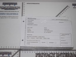Guest Booking Card Registration Form Slips - Hotel B&B
