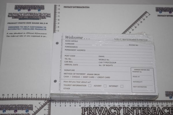 Guest Booking Card Registration Form Slips - Hotel B&B