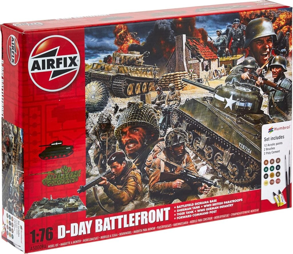 Airfix D-Day Battlefront 1:76 WWII Military Diorama Plastic Model Gift Set